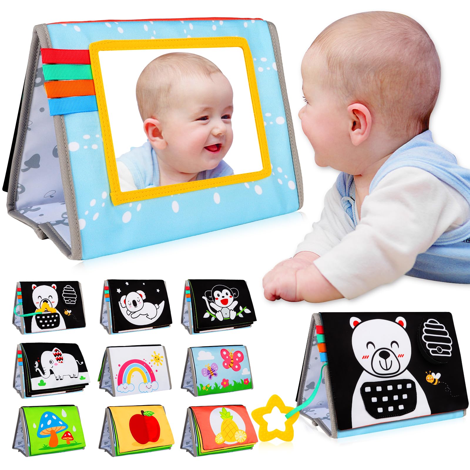 Amazon.com: Aboosam Tummy Time Mirror Baby Toys - Black and White
